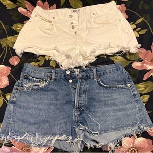2 AGOLDE Blue and White Jean Shorts, both size 29